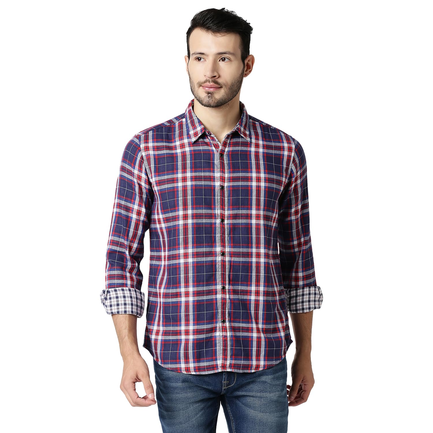 Pepe Jeans MenS Checkered Regular Fit Shirt (Pm307856_Navy M)