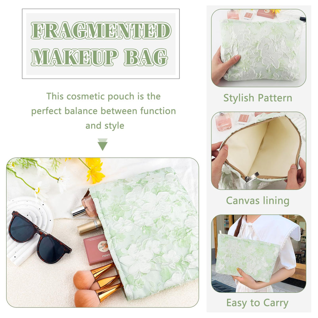 ZLFSRQ Flower Makeup Bag for Women Girls Teens Travel Cute Floral Cosmetic Bags Large Zipper Cosmetic Pouch for Purse Portable