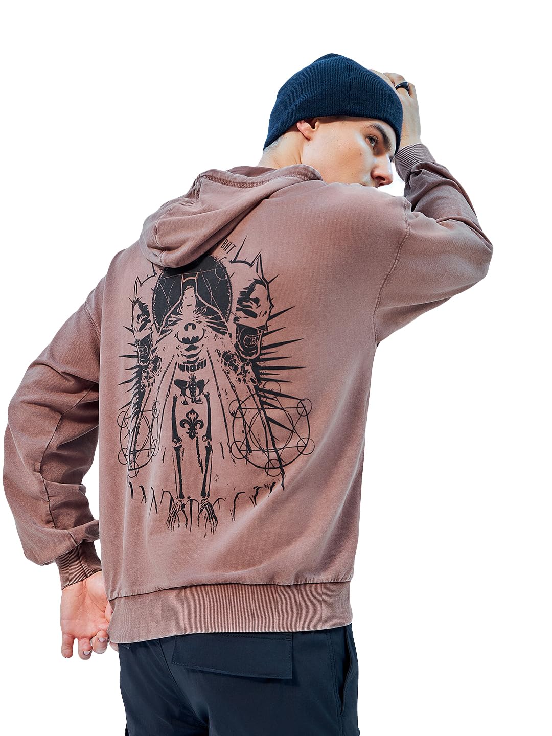 Bewakoof X Official Dc Comics Merchandise Mens Graphic Print Terry Hoodie - Oversized Fit, Hooded, Full Sleeves_597133_Maroon_X