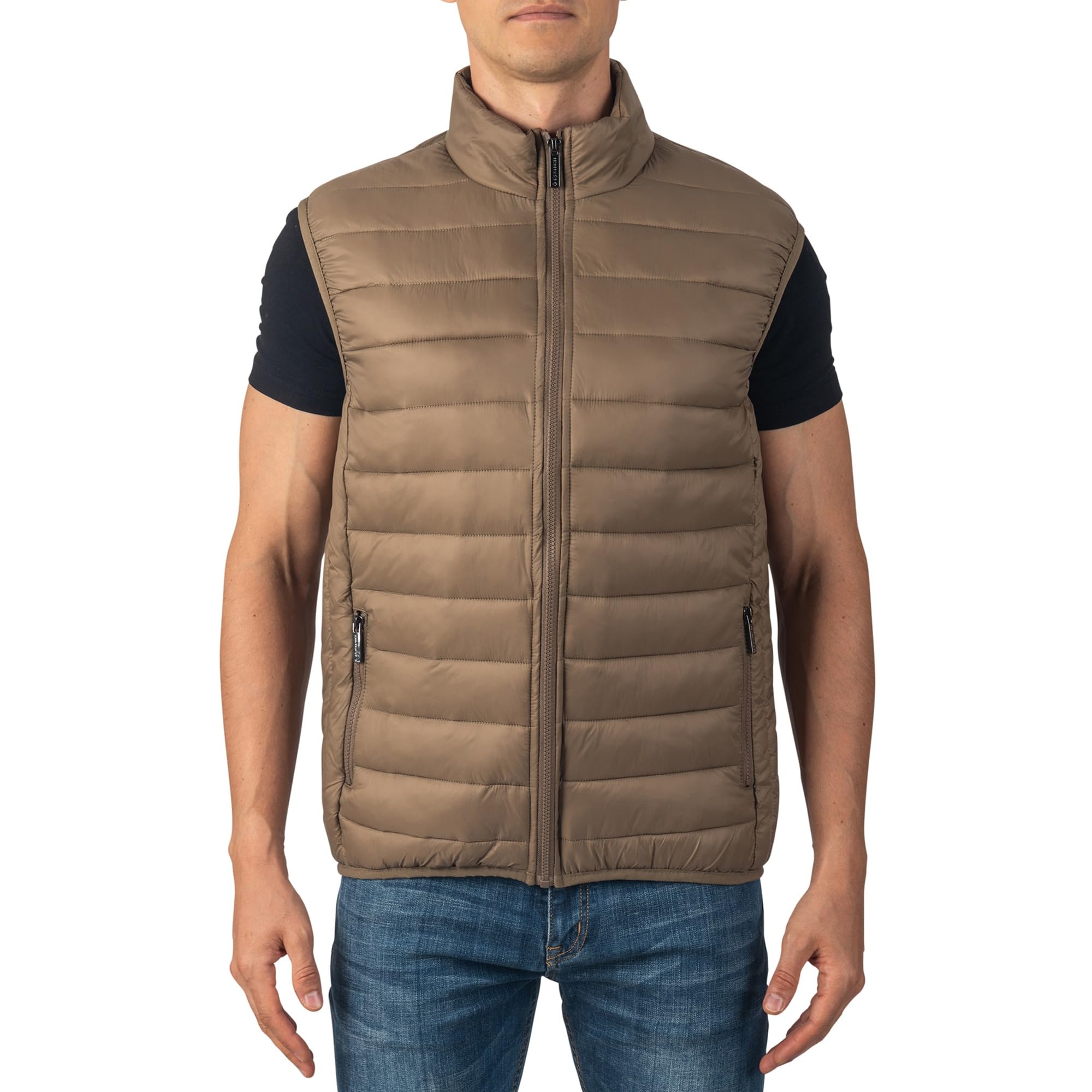 Alpine Swiss Clark Mens Lightweight Down Alternative Vest Jacket Taupe Medium