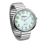 Blekon Collections New Super Large Face Stretch Band Japanese Movement PC21J Fashion Watch (Silver/Luminous)