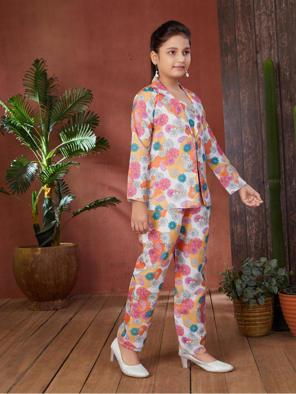 Aarika Girls Multi Colour Floral Print Cotton Co-ord Set- (5-15 Years)