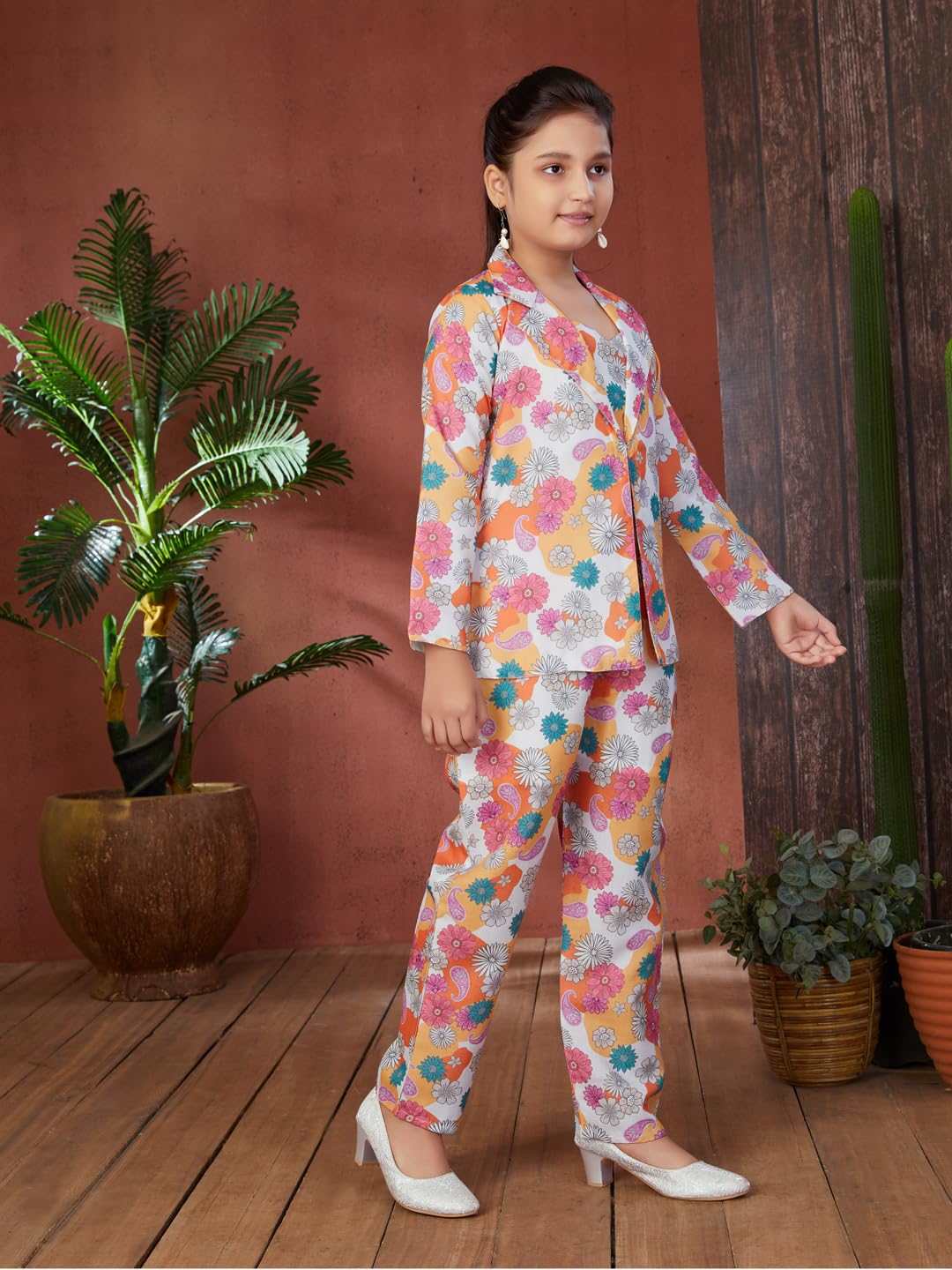 Aarika Girls Multi Colour Floral Print Cotton Co-ord Set- (5-15 Years)