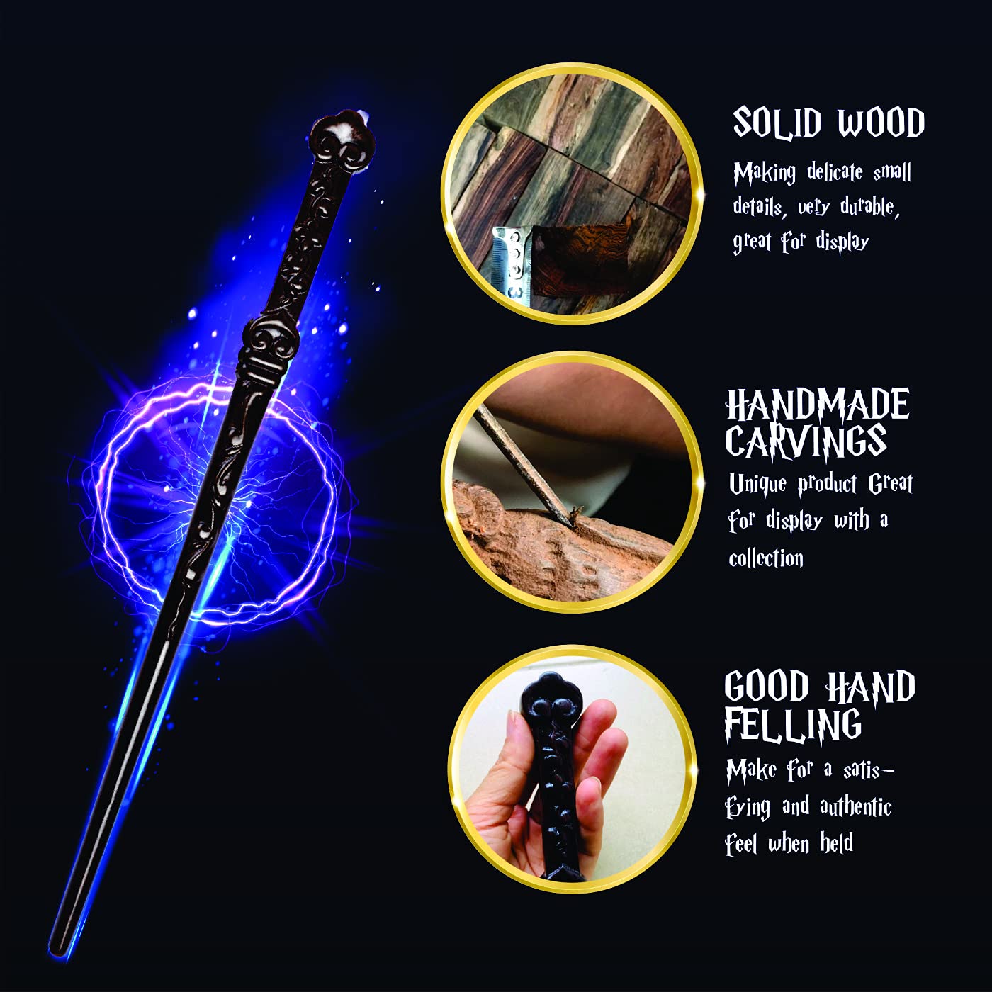 Handicraftviet Wooden Heart Wand, Magic Wand 15 ' for Witchcraft Collectible, Magical Gift for Children and Adults on Halloween,