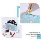 YOOLIFE Initial Makeup Bag - Personalized Monogram Cute Blue Makeup Bag Cosmetic Travel Toiletry Pouch Make Up Case for Women Mo