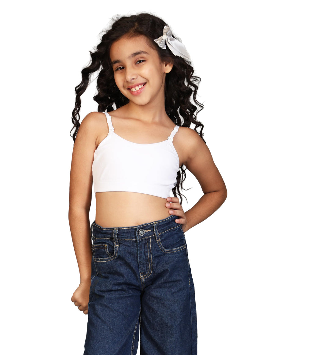 Kyda Kids Girls Antibacterial Cotton Solid Non Padded, Beginners Bra For Girls