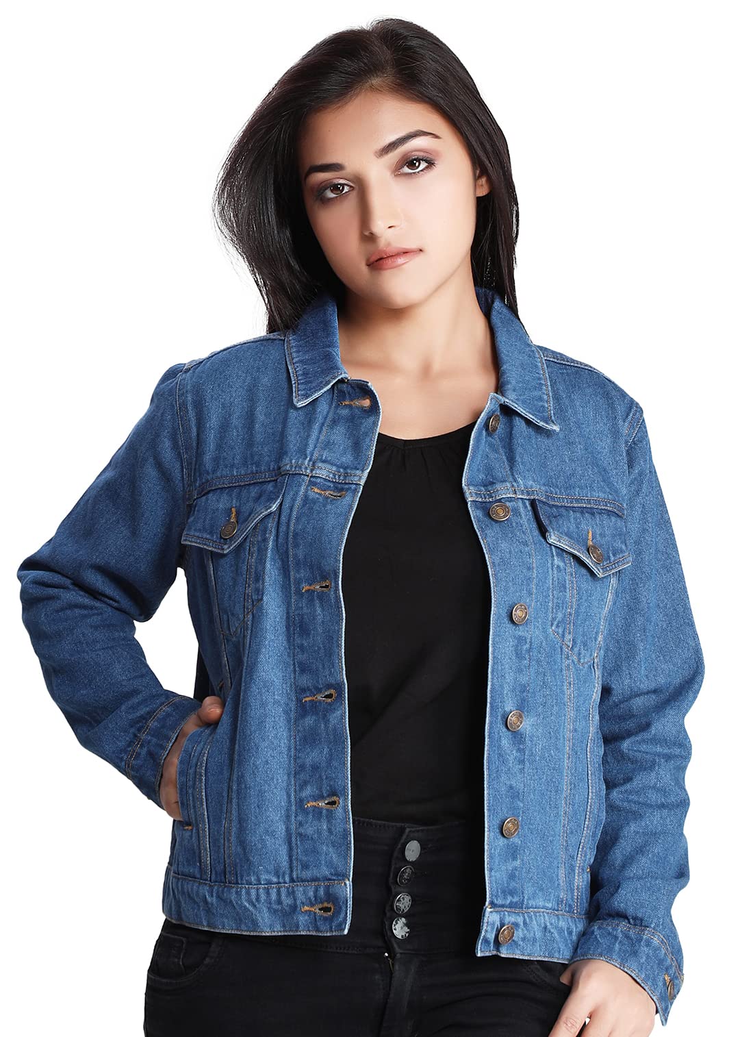 Dream of Glory Inc. Womens Regular Fit Denim Jacket (DOGIWDJ_Signature_Blue_7XL) 7