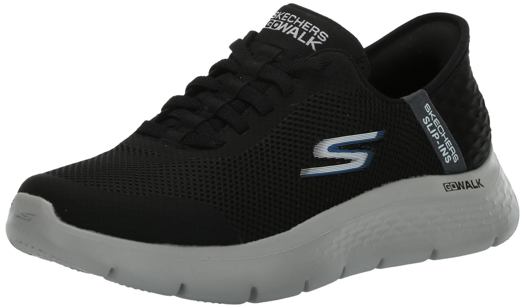 Skechers Men's Free Slip-Ins Go Walk Flex-Hands Up Sneaker, Black/Grey, 9.5