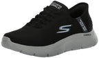 Skechers Men's Free Slip-Ins Go Walk Flex-Hands Up Sneaker, Black/Grey, 9.5