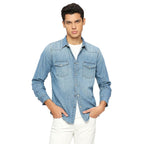 Blue Flap Pockets Full Sleeved Shirt