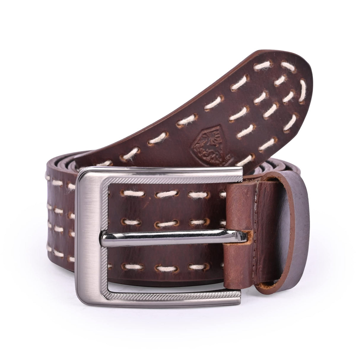 Urbanity Brown Handmade Casual Belt With Contrasting Stitch For Men/Women | Harness Leather Belt | Free Leather Wallet Along (38 38