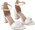 Shoetopia Womens/Girls White Woven Design Block Heels Sandals