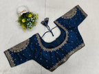 Pujia Mills Womens Readymade Blouse Embroidery Golden Zari Coding Sequence Thread Work Indian Ethnic Designer Stitched Half Slee
