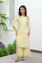 W For Woman Embroidered Rayon Straight Kurta And Pants Set