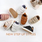 BABSMULY Baby Boys Girls Shoes Non-Slip Rubber Sole High-Top PU Leather Sneakers Infant First Walking Shoes Toddler Crib Shoes N