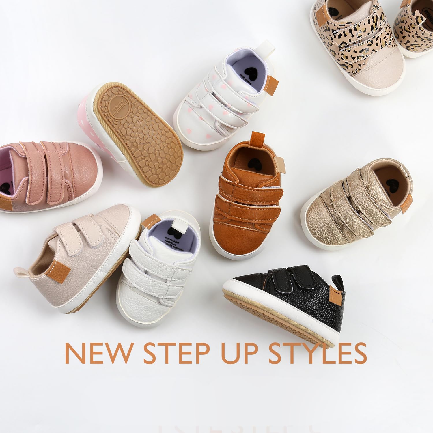 BABSMULY Baby Boys Girls Shoes Non-Slip Rubber Sole High-Top PU Leather Sneakers Infant First Walking Shoes Toddler Crib Shoes N