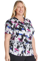 Dickies EDS Women Scrubs Top V-Neck Print DK876, M, Street Art