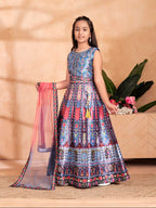 Aarika Girls Ethnic Wear Teal Blue Colour Floral Print/Embellished Lehenga Choli Set With Dupatta-(6 Months-13 Years)-(LCH-HT-21