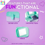 Caboodles Pretty in Petite Makeup Box, Two-Tone Purple Sparkle on Pink Sparkle, Hard Plastic Organizer Box, 2 Swivel Trays, Fash