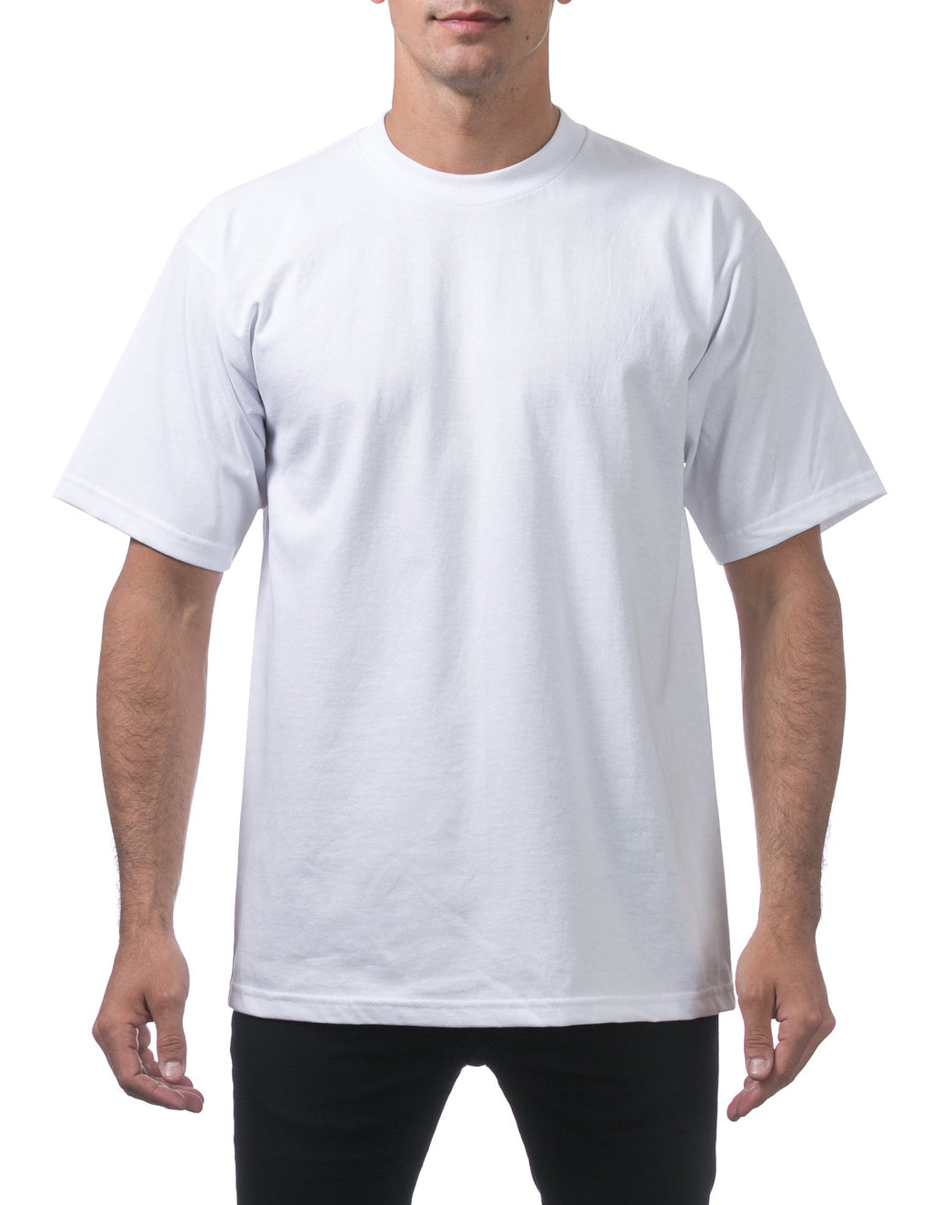 Pro Club Men's Heavyweight Cotton Short Sleeve Crew Neck T-Shirt, White, Large-Tall