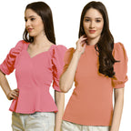 Pinkmint Women Casual Stylish Tops Combo for Women l Western Crop Top Combo Set l Summer Trendy T-Shirt (Pack of 2)
