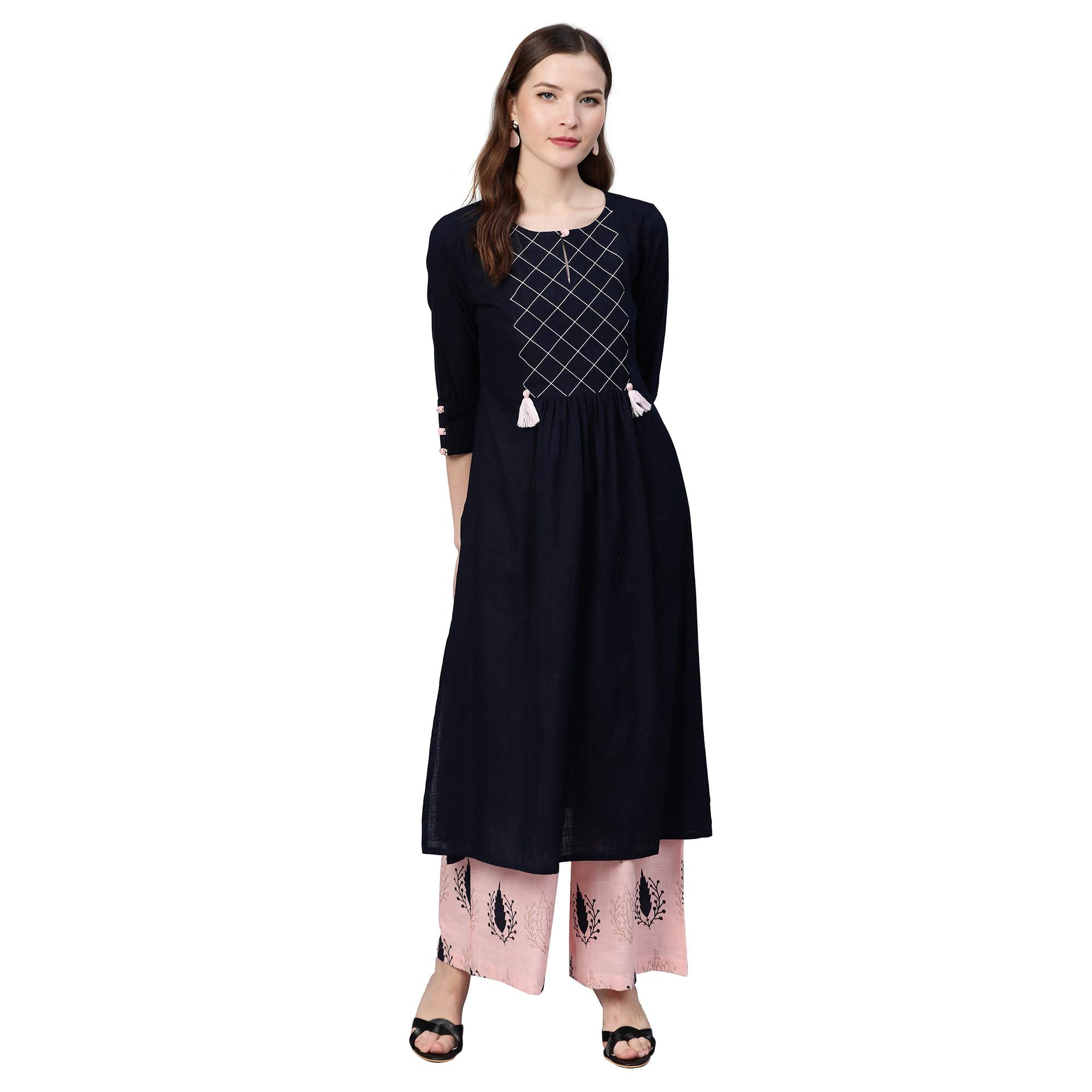 Idalia Navy Blue And Light Pink Kurta Set