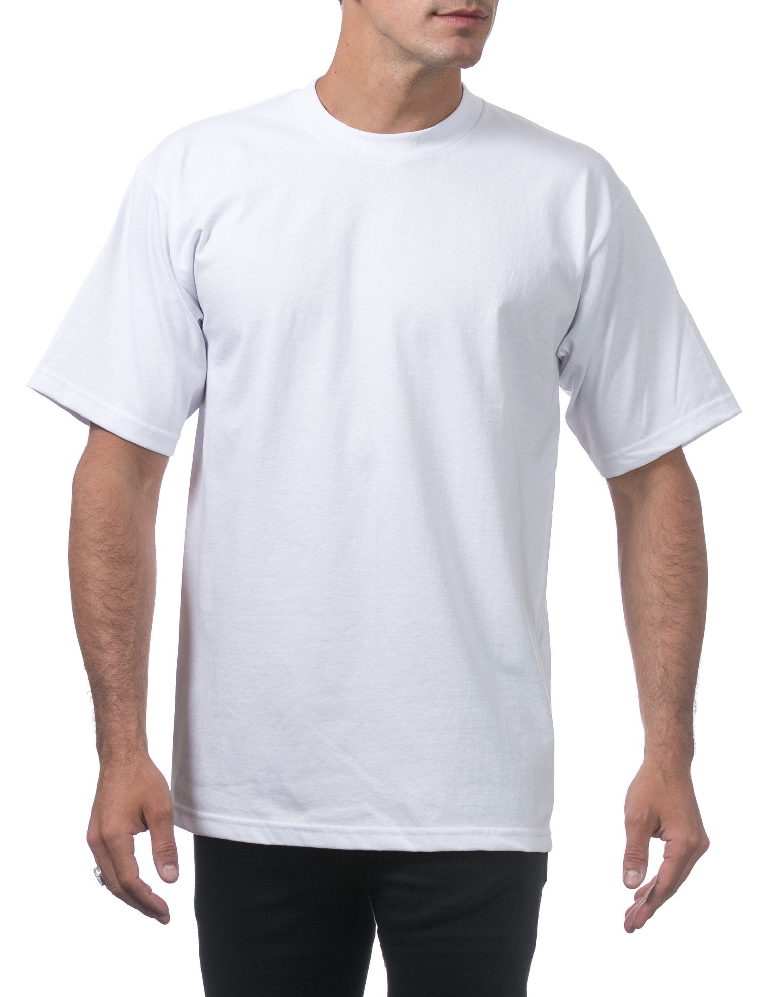 Pro Club Men's Heavyweight Cotton Short Sleeve Crew Neck T-Shirt, White, XL-Tall