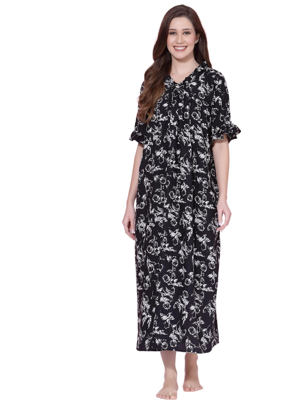 OOMPH! Cotton Blend Nighty for Womens | Night Gown | Nighty | Nightdress | Maxi Dress | Sleepwear | Gown for Women | Nighties |