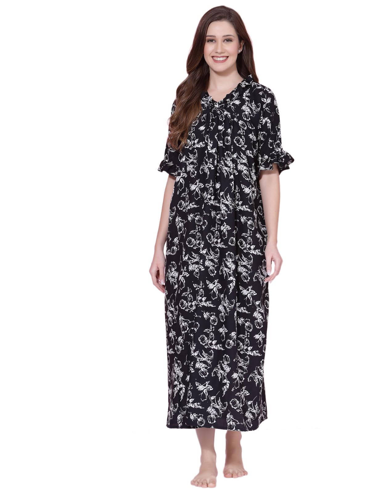 OOMPH! Cotton Blend Nighty for Womens | Night Gown | Nighty | Nightdress | Maxi Dress | Sleepwear | Gown for Women | Nighties |