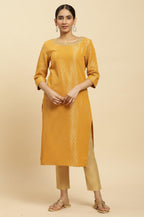 W For Woman WomenS Cotton Blend Solid Regular Kurta (23Auw12748-313367_Yellow