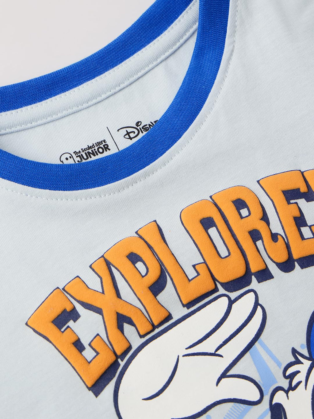 The Souled Store Official Donald Duck : Explorer Boys Short Sleeve Round Neck Graphic Printed Regular Fit Cotton T-Shirts Blue