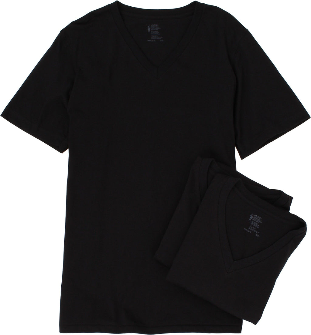 Jockey Men's Undershirt Classic V-Neck - 3 Pack, Black, M