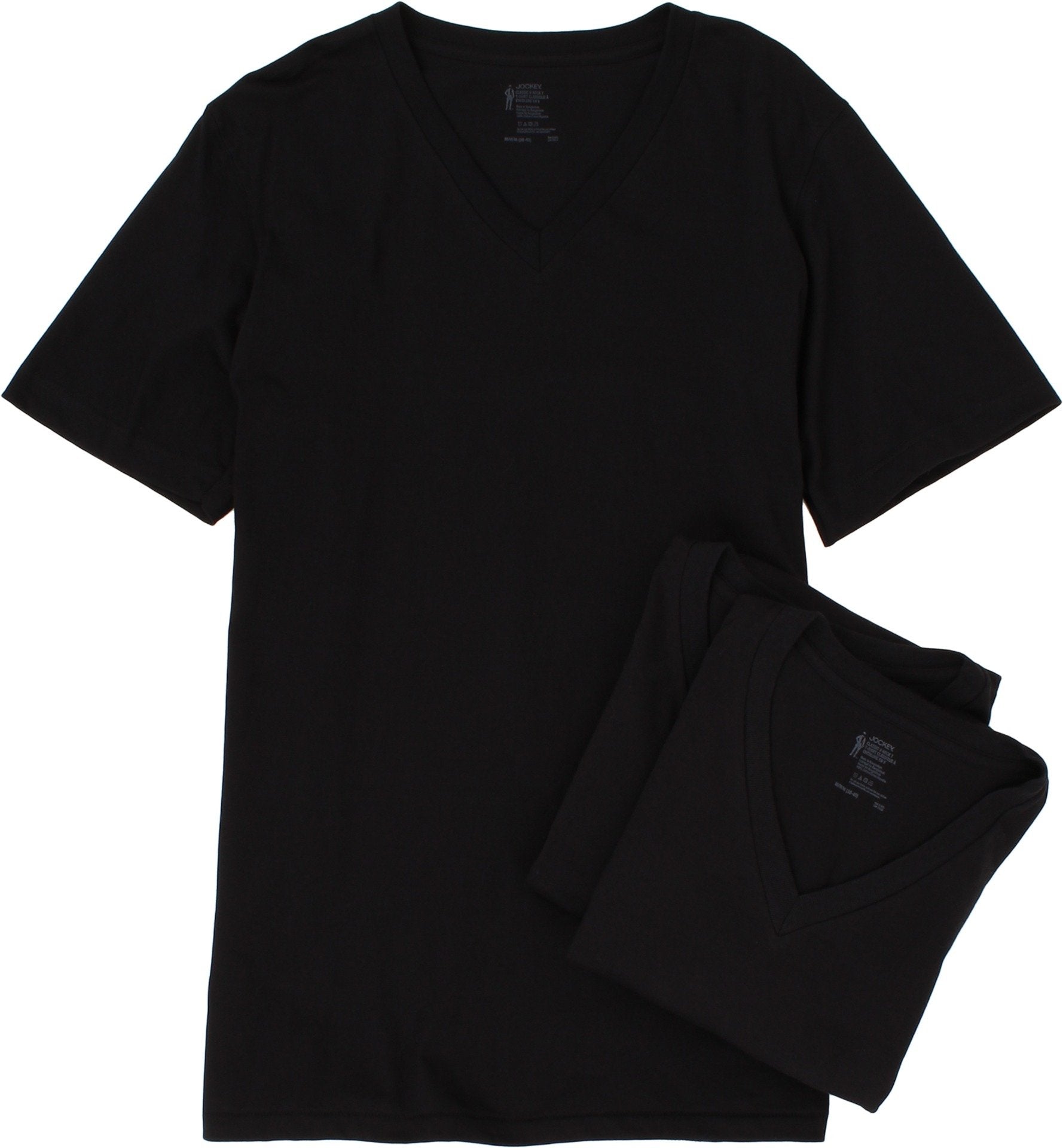 Jockey Men's Undershirt Classic V-Neck - 3 Pack, Black, M