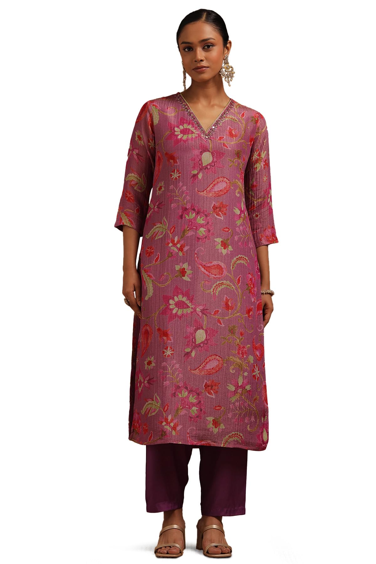 Soch Women Tissue Floral Print Kurta Set with Cutdana