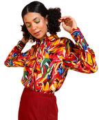 POPWINGS Printed Full-Sleeves Regular-Fit Polyester Printed Shirt for Women Stylish Western Casual Wear