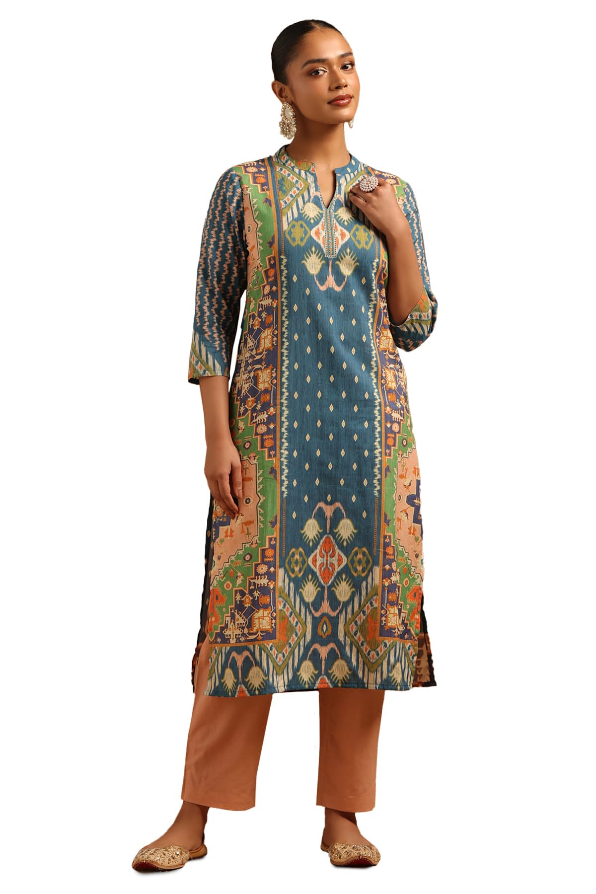 Soch Women Cotton Ikat Kurta Set