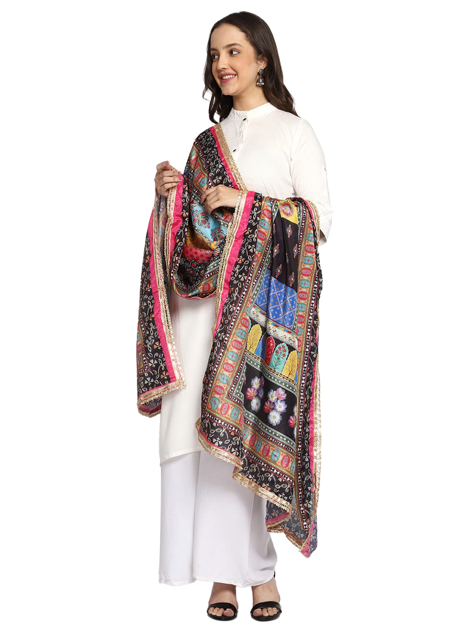 Weavers Villa WomenS Poly Silk Digital Graphic Printed Ethnic Dupatta, Chunni, 2.25 Mtrs