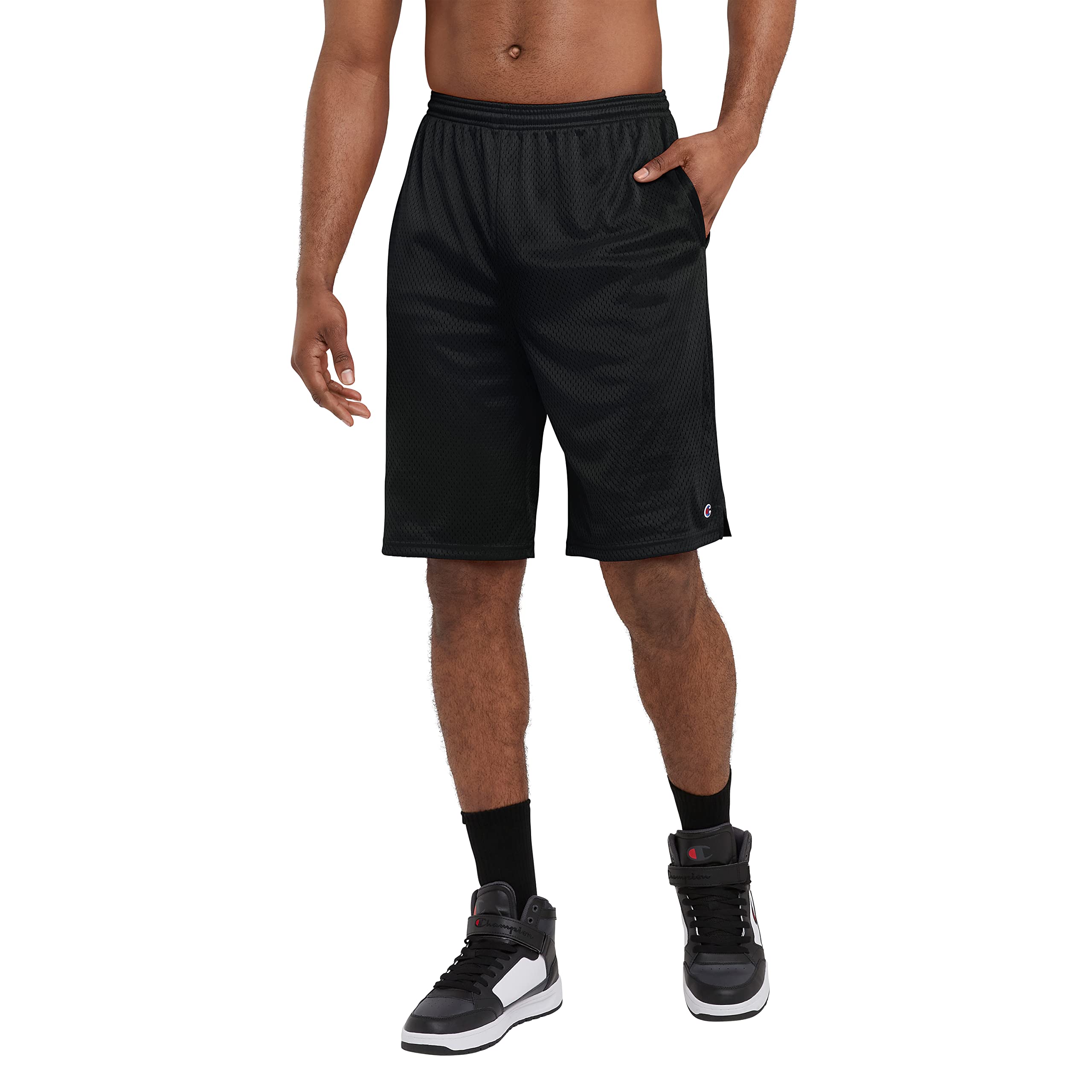 Champion mens 9 Shorts, Mesh Shorts, 9, Mesh Basketball Shorts, Mesh Gym running shorts, Black-407q88, XX-Large US