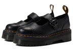 Dr. Martens Women's Addina FLWR Mary Jane Flat, Black Milled Nappa, 6