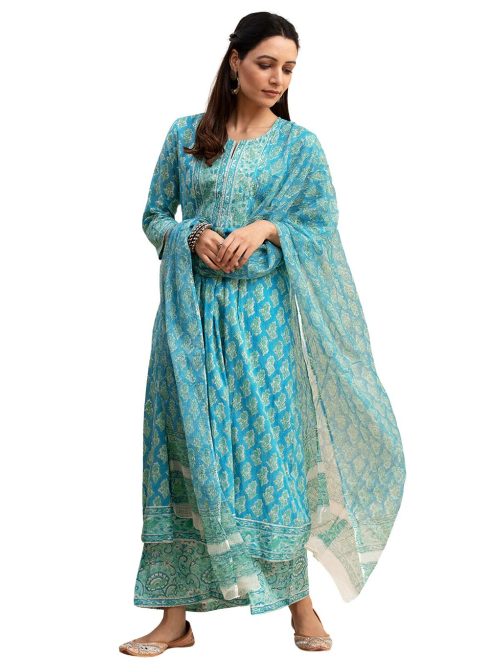Greciilooks WomenS Stylish Ethnic Printed Straight Kurta Set With Pants And Dupatta For Festive, Wedding, Party, Office & Casual