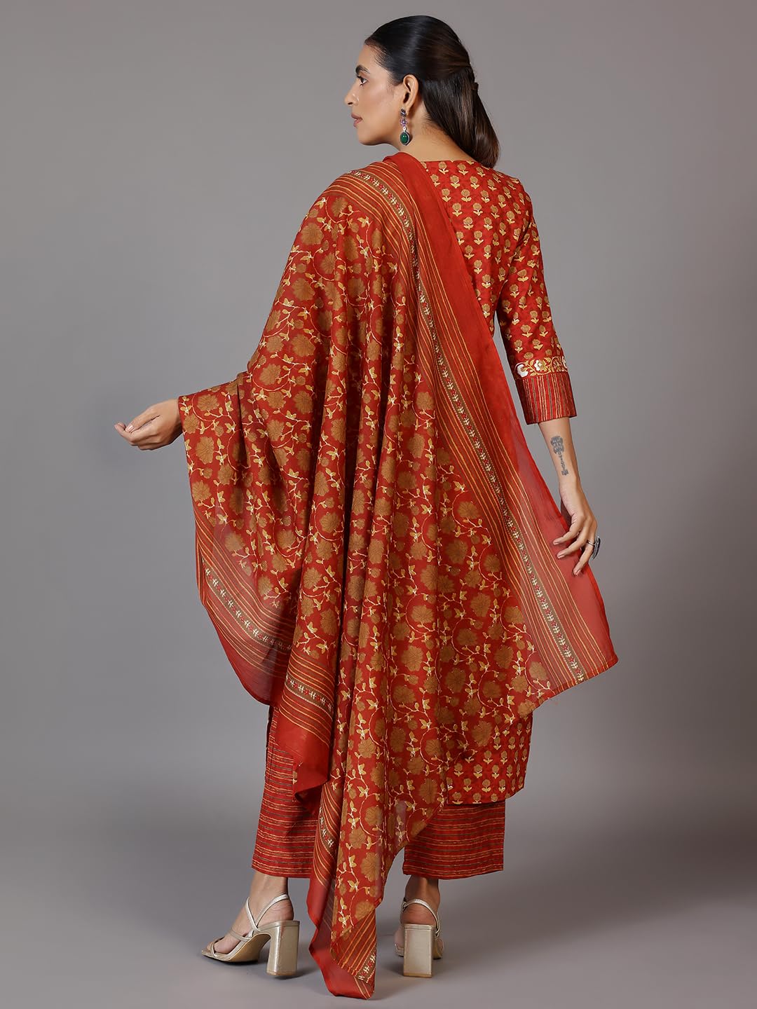 Libas WomenS Cotton Kurta Set (27404_Rust