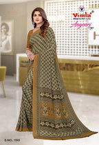 Vimla WomenS Mysore Crepe Silk Uniform Saree With Printed 6 Yard Length And Unstitched Blouse Piece Office Wear Saree