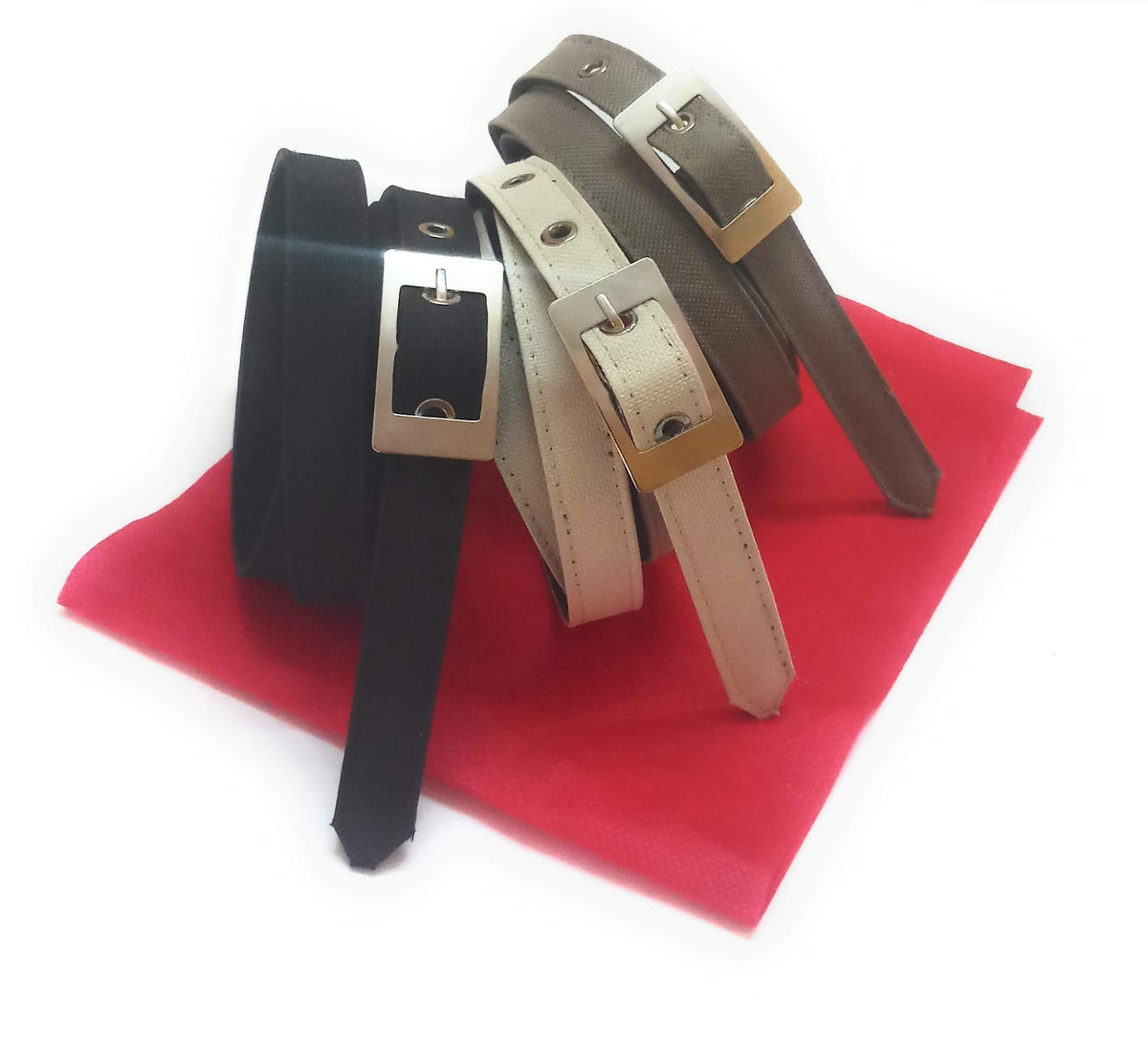 Generic Xxxl Oversize Plus Size Ladies Formal Casual Denim Material Jeans Belt 3Pcs Black Cream Buiscuit 3