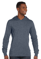 Unisex Jersey Long-Sleeve Hoodie - HEATHER NAVY - XS(D0102H789E6)