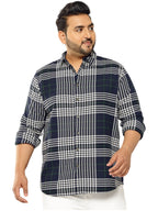 Thomas Scott | Mens | Checks Printed | Plus Size | Regular Fit | Knitted | 100% Cotton | Long Sleeve | Shirts for Men (TS1741_N