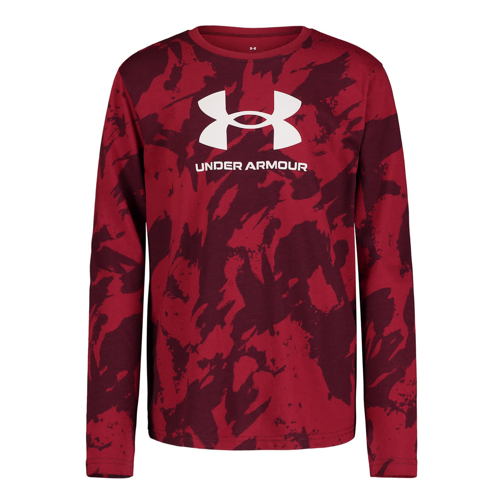 Under Armour Boys Outdoor Long Sleeve Tee, Stylish Crew Neckline, Cute Full Fit T-Shirt, Cordova Plume Wave, Large US