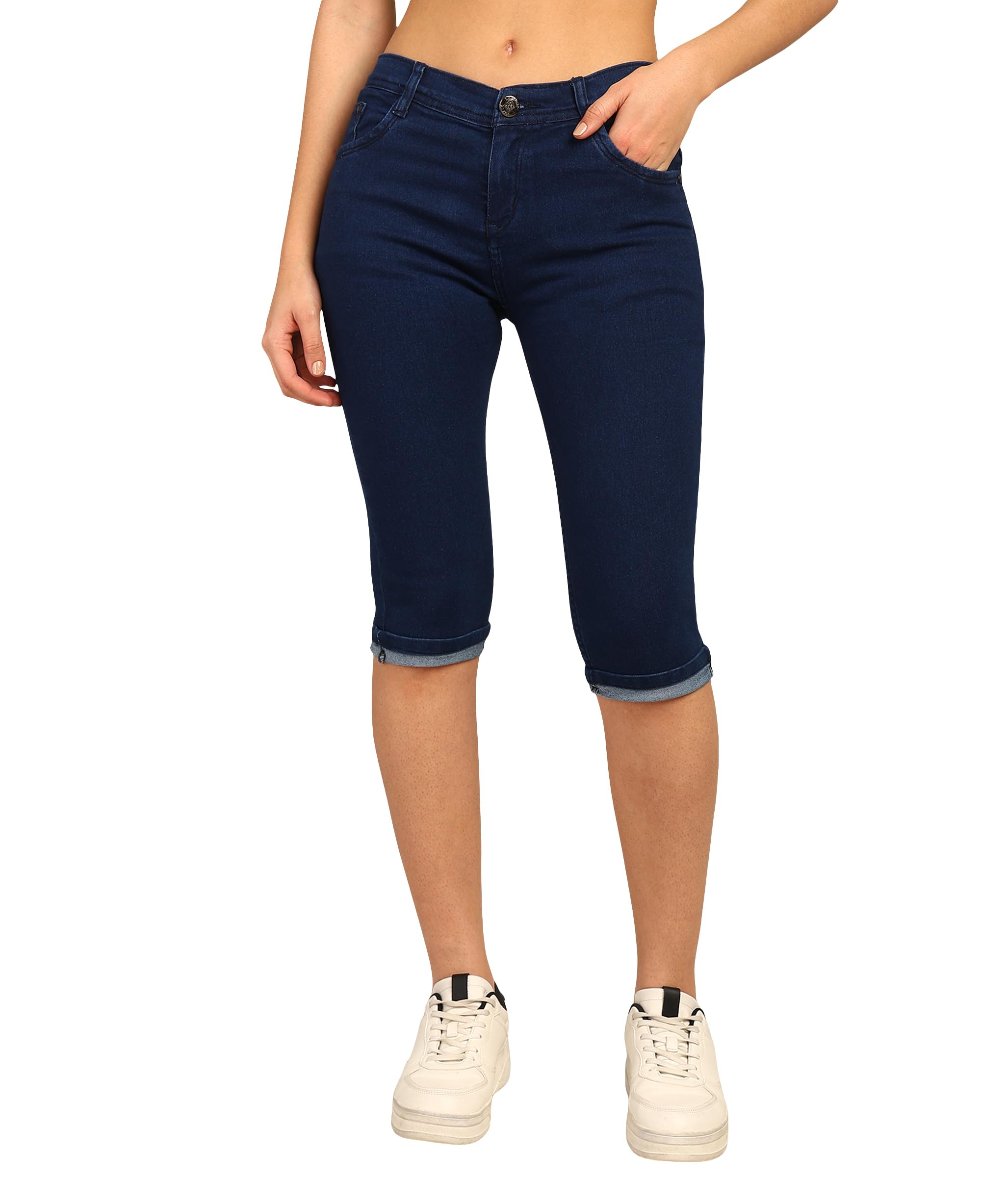 Nifty Womens Denim Stretchable Slim Fit Capris (CPRI_PLN_BSC_36_Blue_36)