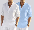 Bellstone MenS Cotton Blend Solid Regular Dress Shirt (Kurta800Combo_White_Skyblue_Xl Sky Blue