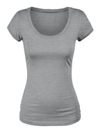 Emmalise Women's Short Sleeve Tshirt Scoop Neck Tee Value Set (3Pk, Olive, Deep Jungle, HTH Gry, Small)