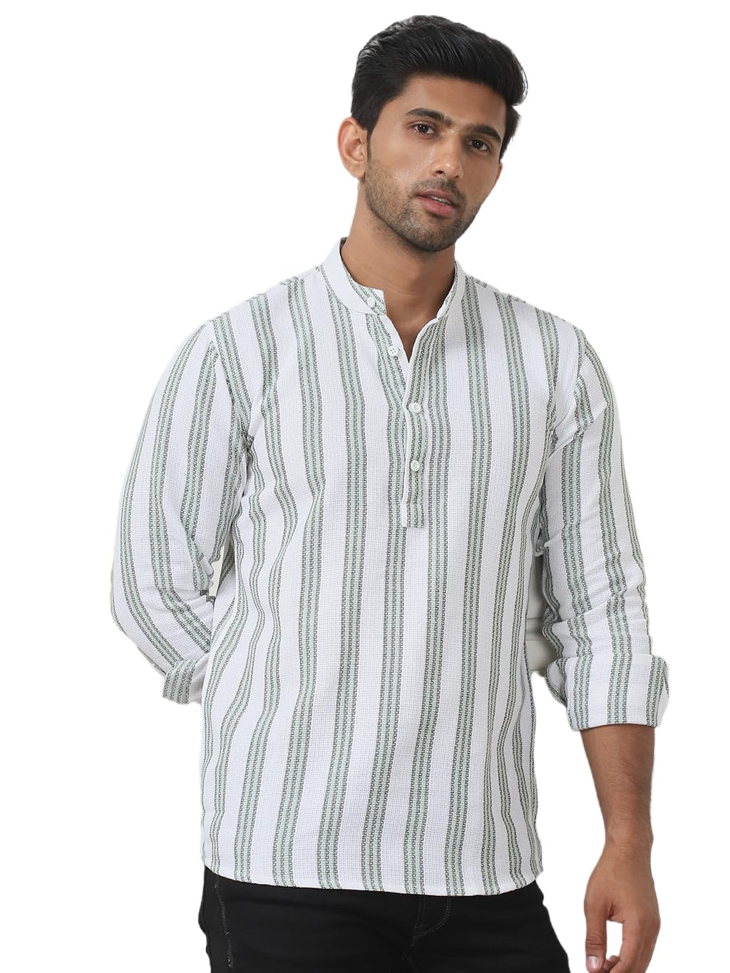 Jompers Mens Woven Design Cotton Short Kurta
